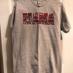 Gildan Gray Short Sleeve Tee with Red Graphic